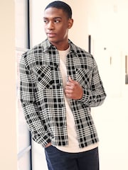 Black/White Textured Check Shacket - Image 1 of 7