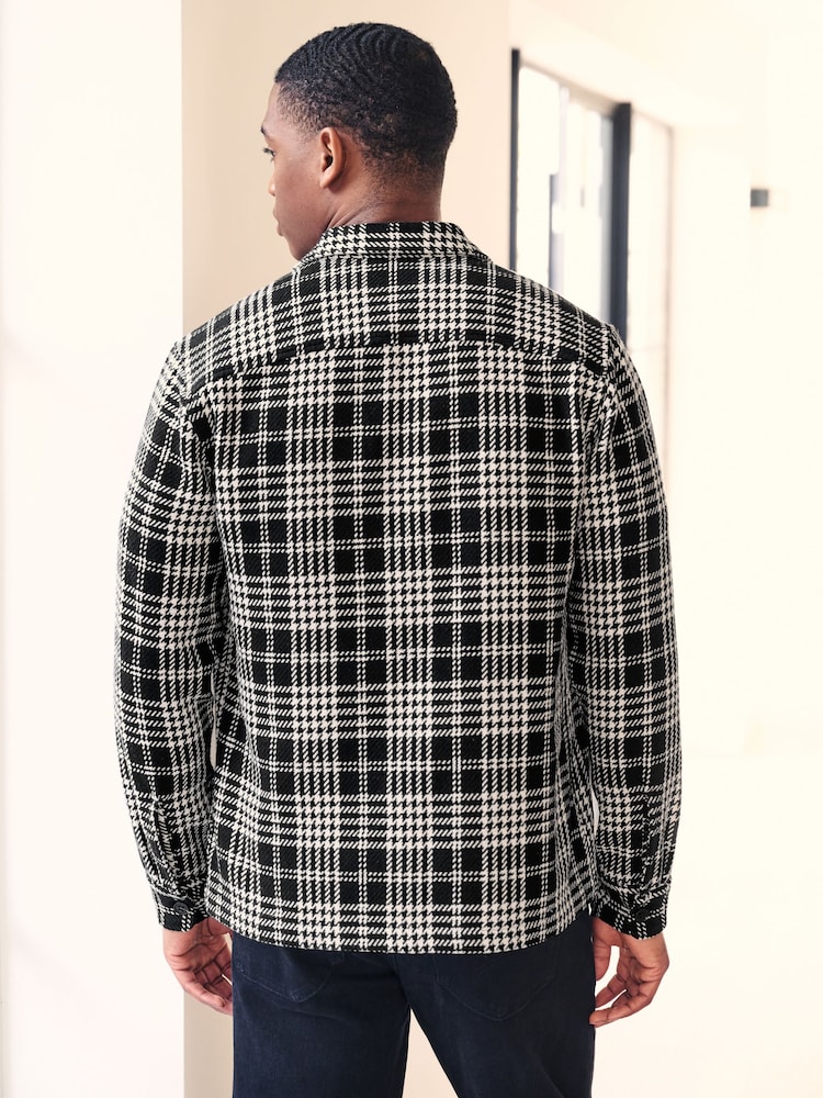 Black/White Textured Check Shacket - Image 2 of 7