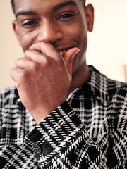 Black/White Textured Check Shacket - Image 4 of 7