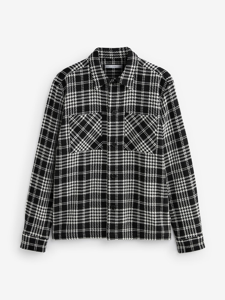 Black/White Textured Check Shacket - Image 5 of 7