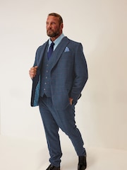BadRhino Big & Tall Blue Tweed Wool Mix Regular Fit Suit Trousers - Image 1 of 3