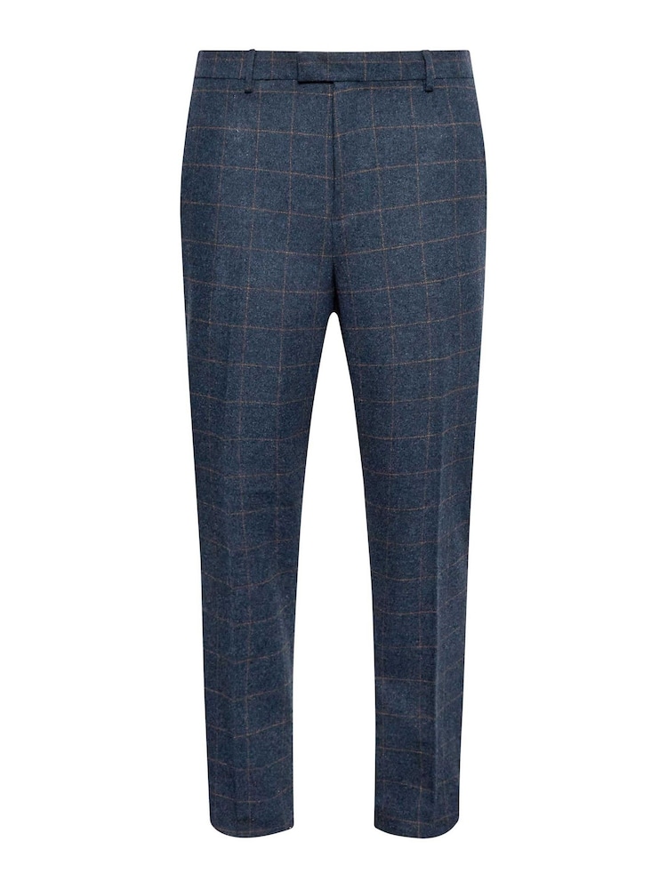 BadRhino Big & Tall Blue Tweed Wool Mix Regular Fit Suit Trousers - Image 2 of 3