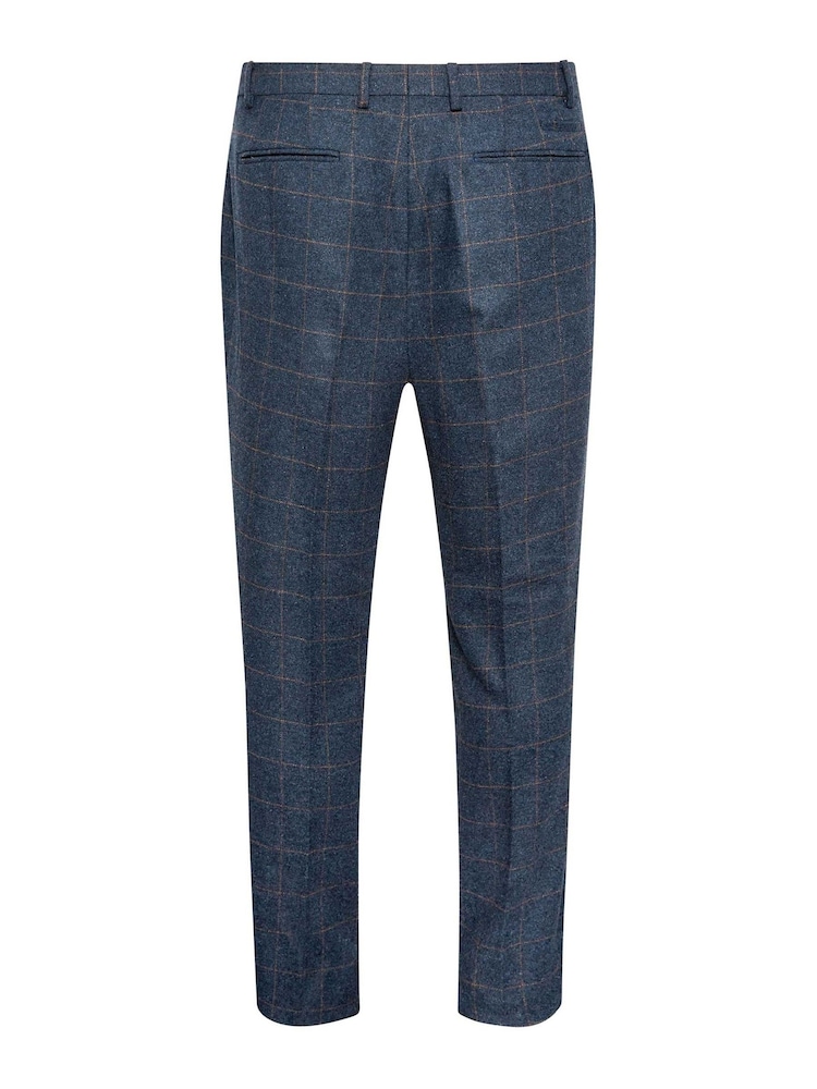 BadRhino Big & Tall Blue Tweed Wool Mix Regular Fit Suit Trousers - Image 3 of 3