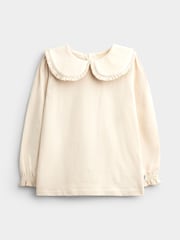 JoJo Maman Bébé Rose Pink Spot 2-Pack Long Sleeve Frill Collar Tops - Image 2 of 7