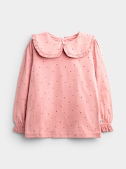 JoJo Maman Bébé Rose Pink Spot 2-Pack Long Sleeve Frill Collar Tops - Image 3 of 7