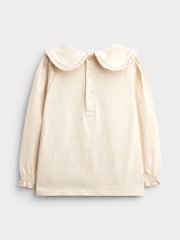 JoJo Maman Bébé Rose Pink Spot 2-Pack Long Sleeve Frill Collar Tops - Image 4 of 7