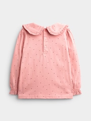 JoJo Maman Bébé Rose Pink Spot 2-Pack Long Sleeve Frill Collar Tops - Image 5 of 7