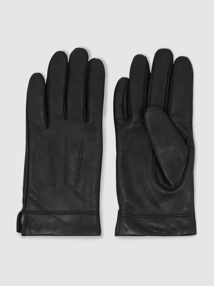 Reiss Black Monty Nappa Leather Gloves - Image 2 of 3 Reiss Black Monty Nappa Leather Gloves - Image 2 of 3