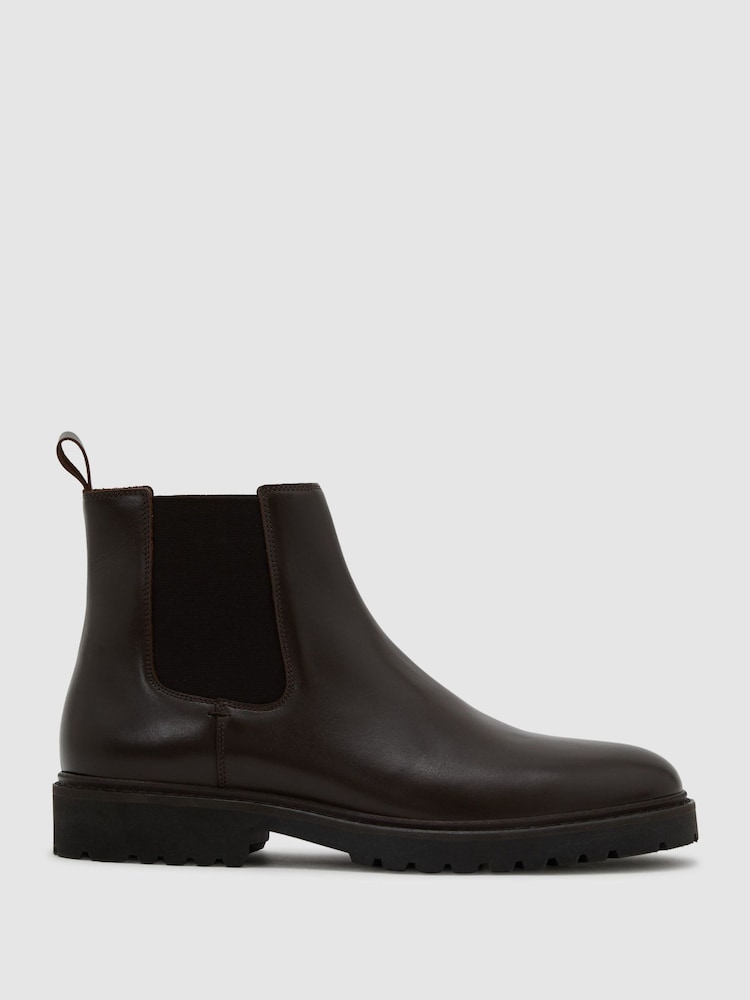 Reiss Dark Brown Milton Leather Chelsea Boots - Image 1 of 4