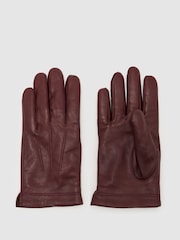 Reiss Bordeaux Monty Nappa Leather Gloves - Image 1 of 2