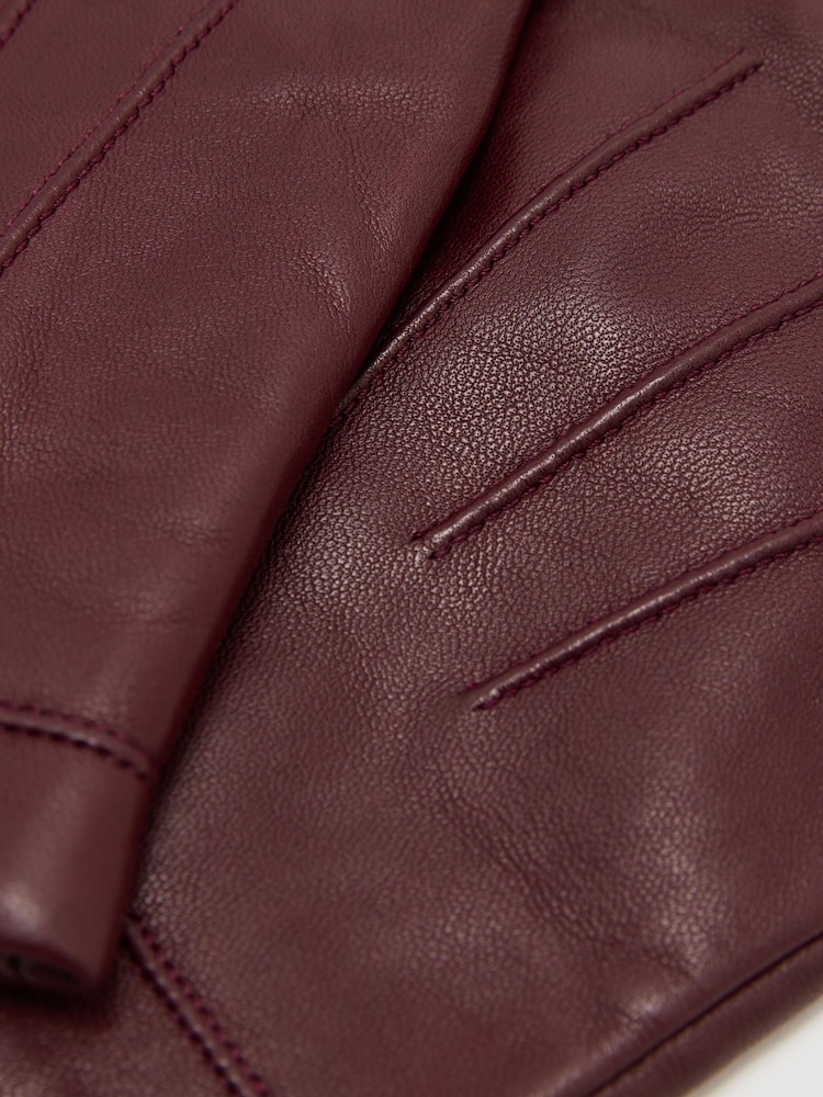 Reiss Bordeaux Monty Nappa Leather Gloves - Image 2 of 2
