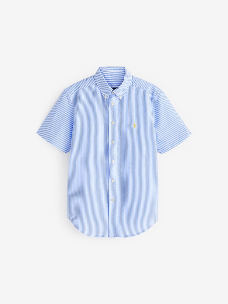 Buy Polo Ralph Lauren Boys Blue Striped Seersucker Short Sleeve