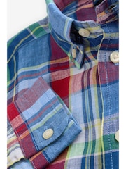 Polo Ralph Lauren Boys Blue Checked Linen Shirt - Image 3 of 4