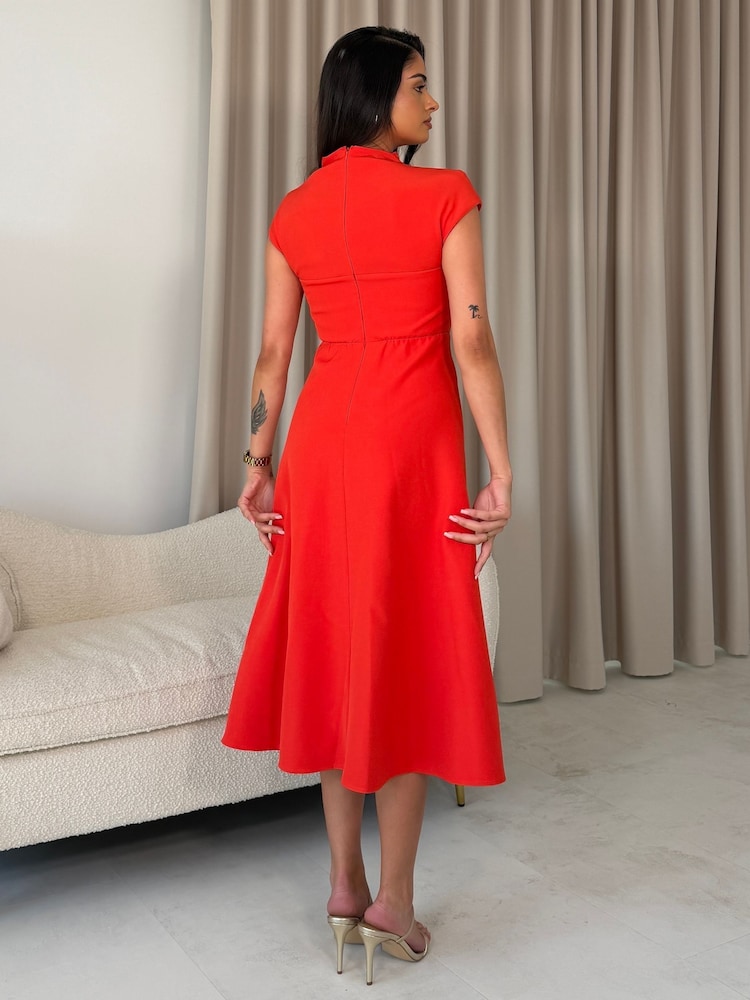Girl In Mind Orange Amora Midi Dress - Image 2 of 6 Girl In Mind Orange Amora Midi Dress - Image 2 of 6