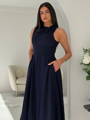 Girl In Mind Blue Anastasia Knot Detail Midi Dress - Image 4 of 6