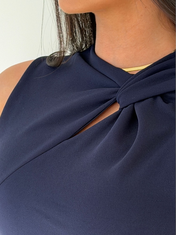 Girl In Mind Blue Anastasia Knot Detail Midi Dress - Image 6 of 6 Girl In Mind Blue Anastasia Knot Detail Midi Dress - Image 6 of 6