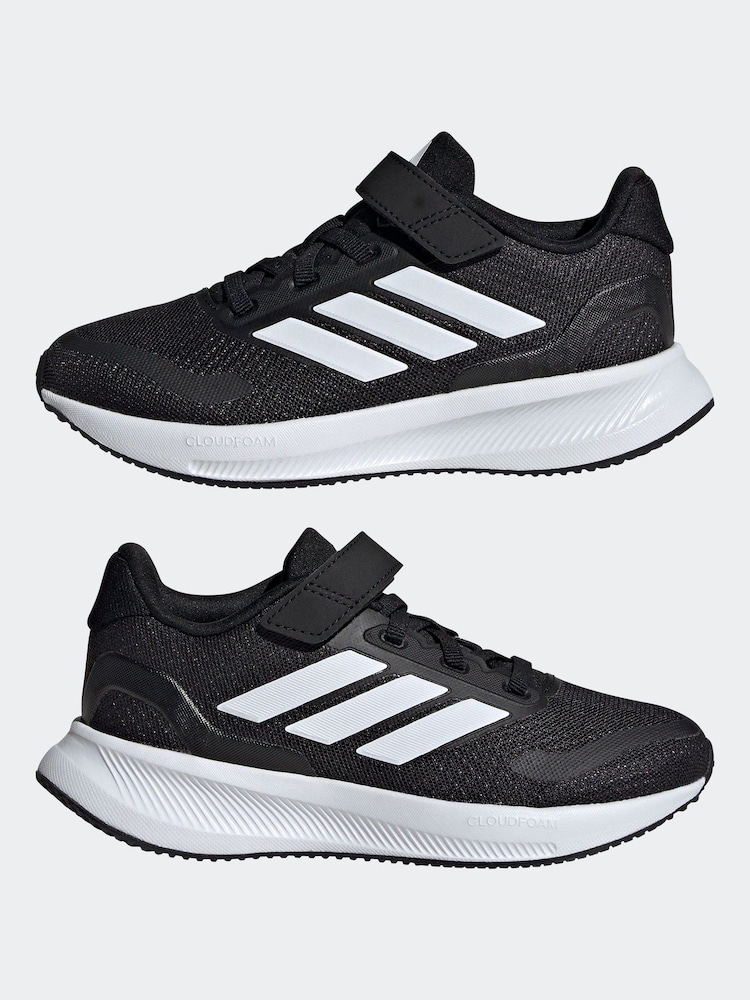 adidas Black/White Kids Runfalcon 5 Trainers - Image 5 of 9