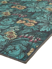 Laurence Llewelyn-Bowen Teal Hedgerovia Washable Flat Weave Rug - Image 5 of 6