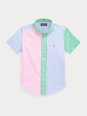 Polo Ralph Lauren Boys Blue Gingham Oxford Short Sleeve Fun Shirt - Image 2 of 4
