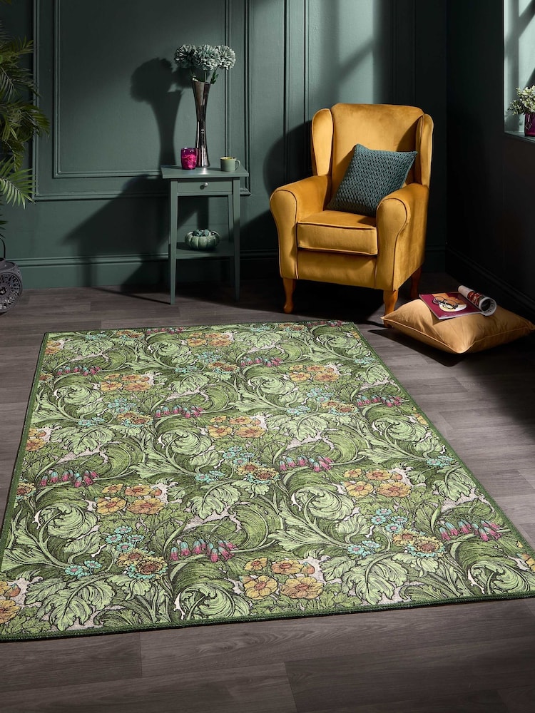 Laurence Llewelyn-Bowen Green Hedgerovia Washable Flat Weave Rug - Image 1 of 6 Laurence Llewelyn-Bowen Green Hedgerovia Washable Flat Weave Rug - Image 1 of 6