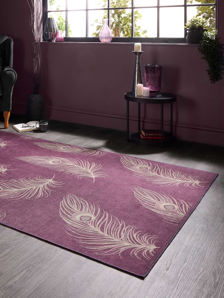 Laurence Llewelyn-Bowen Wine/Gold Dandy Washable Flat Weave Rug - Image 2 of 6