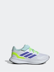 adidas White/Blue Kids Runfalcon 5 Trainers - Image 1 of 9