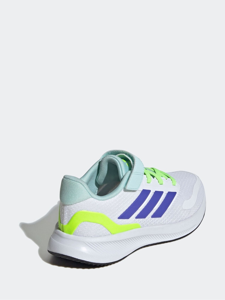 adidas White/Blue Kids Runfalcon 5 Trainers - Image 2 of 9