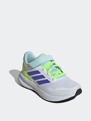 adidas White/Blue Kids Runfalcon 5 Trainers - Image 3 of 9