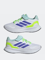 adidas White/Blue Kids Runfalcon 5 Trainers - Image 5 of 9