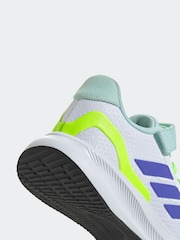 adidas White/Blue Kids Runfalcon 5 Trainers - Image 7 of 9