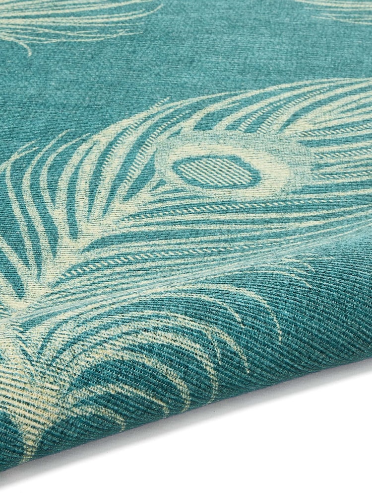 Laurence Llewelyn-Bowen Teal/Gold Dandy Washable Flat Weave Rug - Image 6 of 6