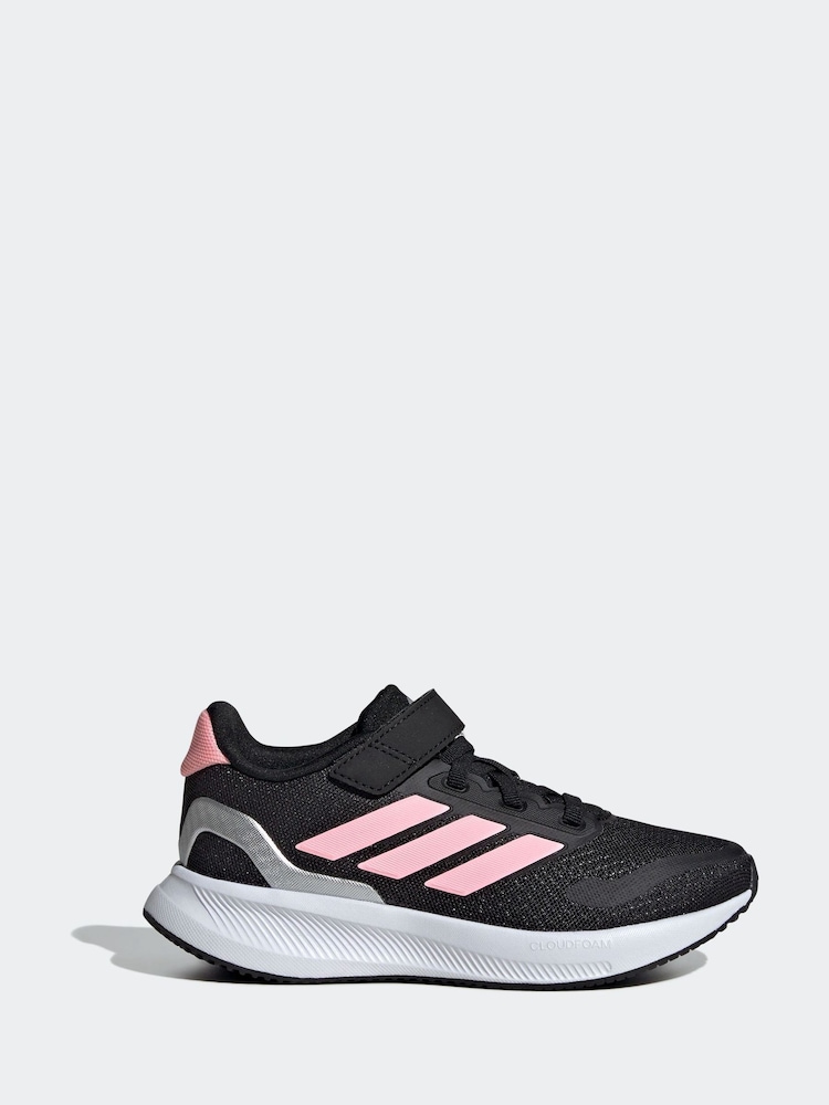 adidas Black/Pink Kids Runfalcon 5 Trainers - Image 1 of 10