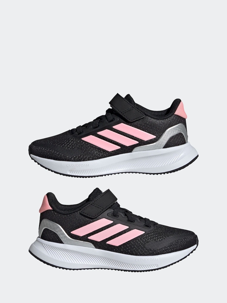 adidas Black/Pink Kids Runfalcon 5 Trainers - Image 6 of 10
