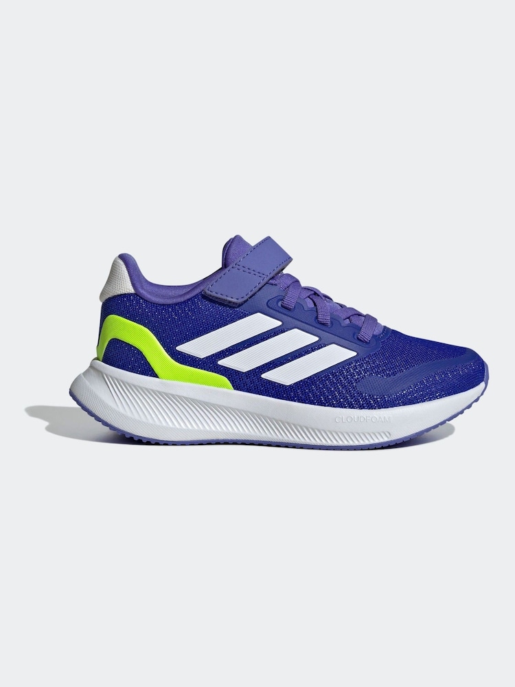 adidas Blue/White Kids Runfalcon 5 Trainers - Image 1 of 9