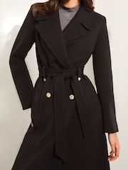 Lipsy Black Double Breasted Long Line Belted Coat - Image 2 of 4