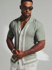 Tailored Athlete Green Muscle Fit Colour Block Border Shirt - Image 1 of 5