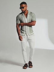 Tailored Athlete Green Muscle Fit Colour Block Border Shirt - Image 3 of 5
