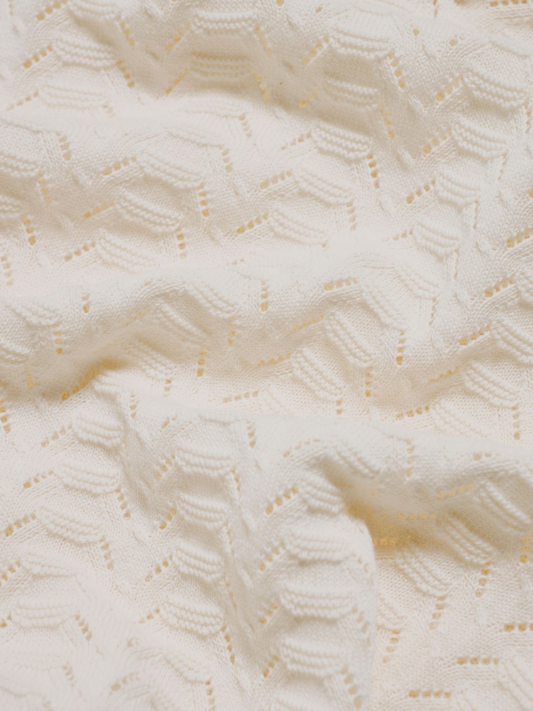 Tailored Athlete Cream Muscle Fit Pointelle Knitted Open Collar Polo Shirt - Image 6 of 6 Tailored Athlete Cream Muscle Fit Pointelle Knitted Open Collar Polo Shirt - Image 6 of 6