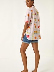 Roman Pink Fruit Print Collared Shirt - Image 3 of 5