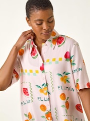Roman Pink Fruit Print Collared Shirt - Image 4 of 5