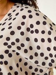 Roman Black Curve Spot Print Cocoon Stretch Top - Image 5 of 5