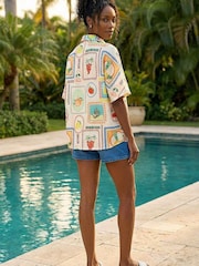 Roman White Fruit Print Button Through Shirt - Image 3 of 5