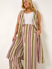 Roman Purple Curve Zig Zag Print Wide Leg Trousers - Image 2 of 5