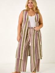Roman Purple Curve Zig Zag Print Wide Leg Trousers - Image 3 of 5