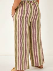 Roman Purple Curve Zig Zag Print Wide Leg Trousers - Image 4 of 5