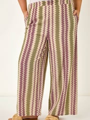 Roman Purple Curve Zig Zag Print Wide Leg Trousers - Image 5 of 5