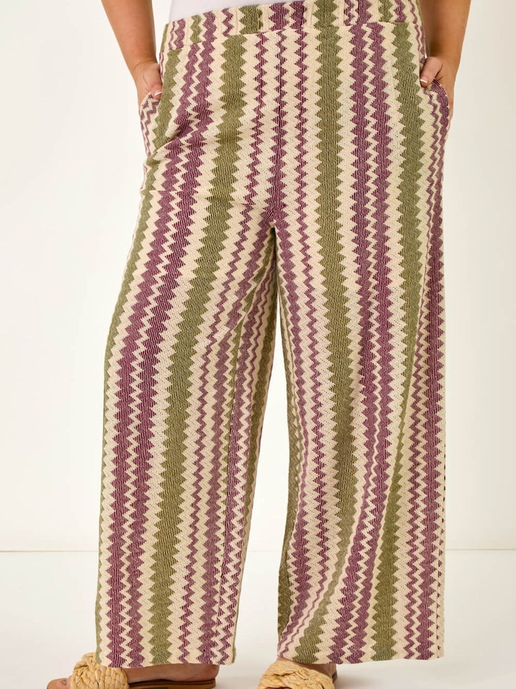 Roman Purple Curve Zig Zag Print Wide Leg Trousers - Image 5 of 5
