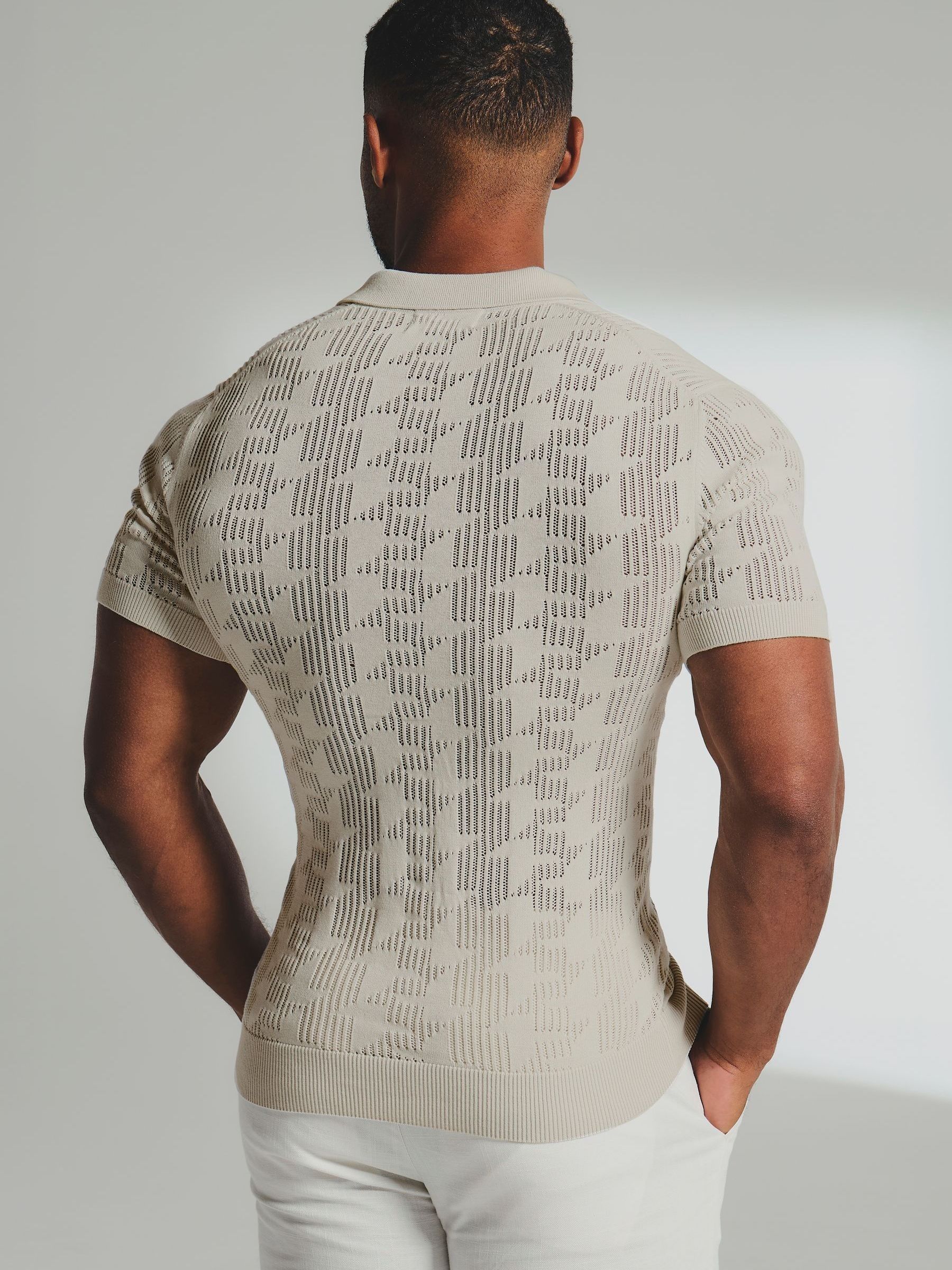 トップス Future archive mesh knit shirt Buy Tailored Athlete Natural Muscle Fit Geo Crochet Knitted Shirt
