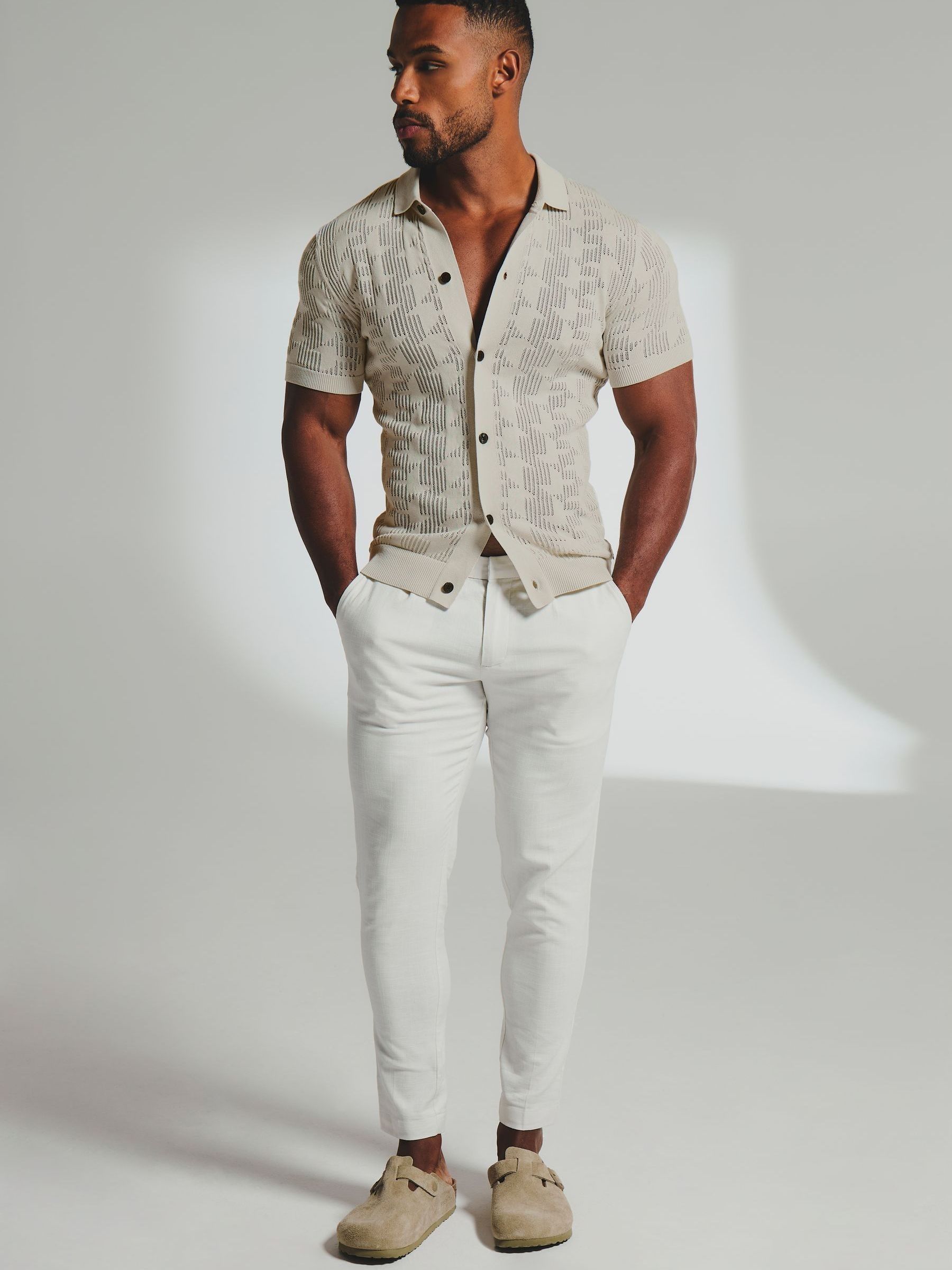Buy Tailored Athlete Natural Muscle Fit Geo Crochet Knitted Shirt