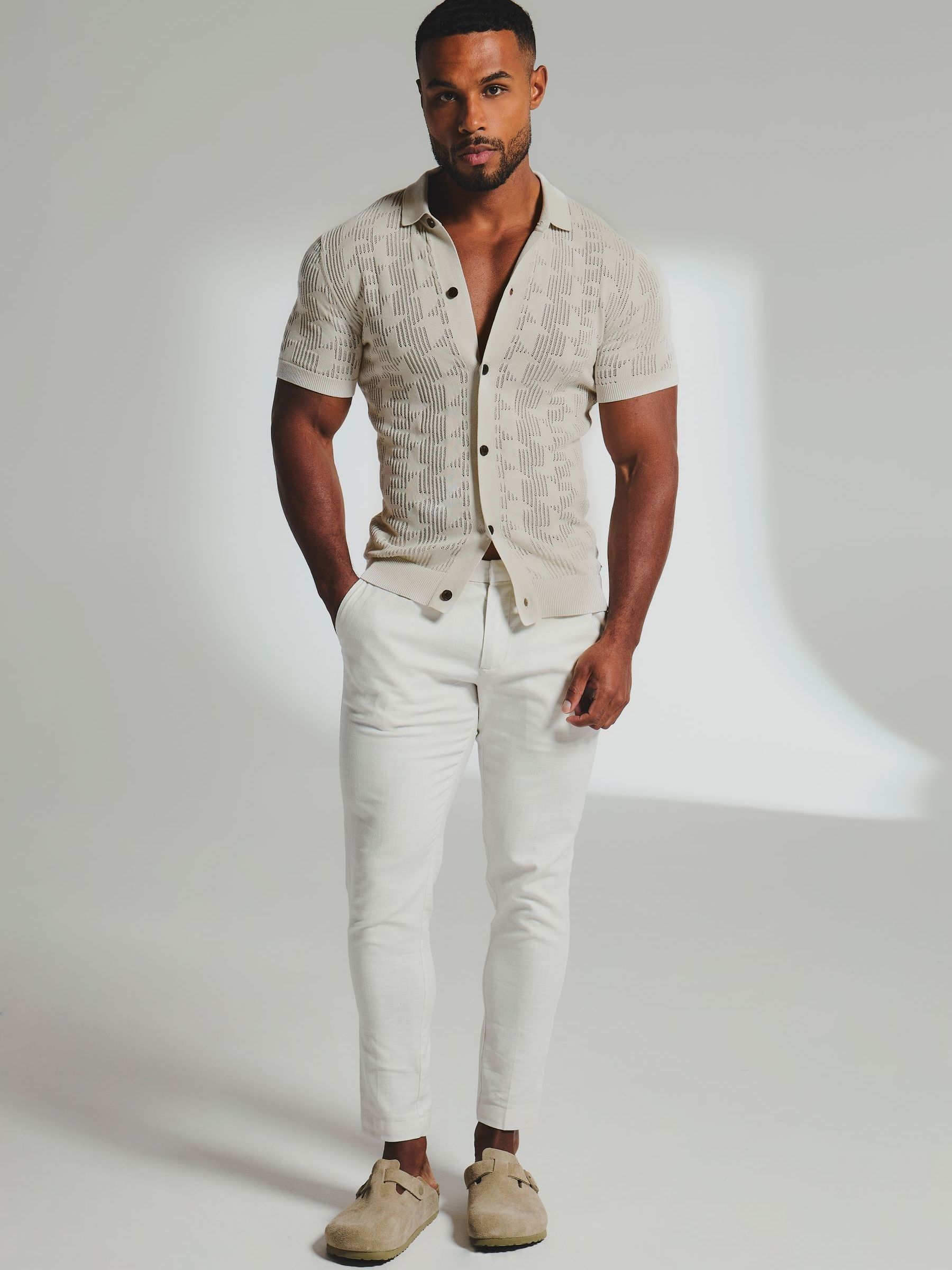 Buy Tailored Athlete Natural Muscle Fit Geo Crochet Knitted Shirt